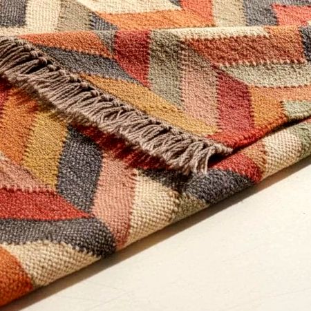 Multicolor Handmade Jute Vintage Dhurrie For Home